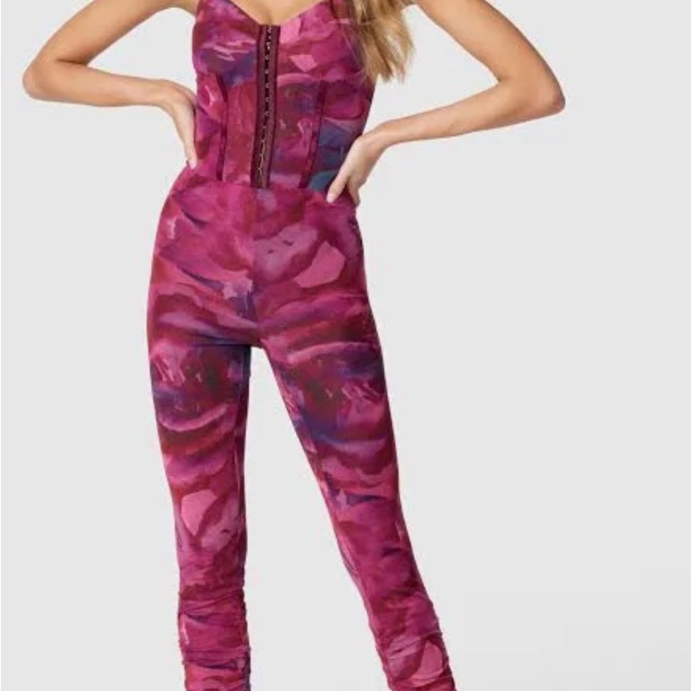 Women's Pink Marble Print Jumpsuit